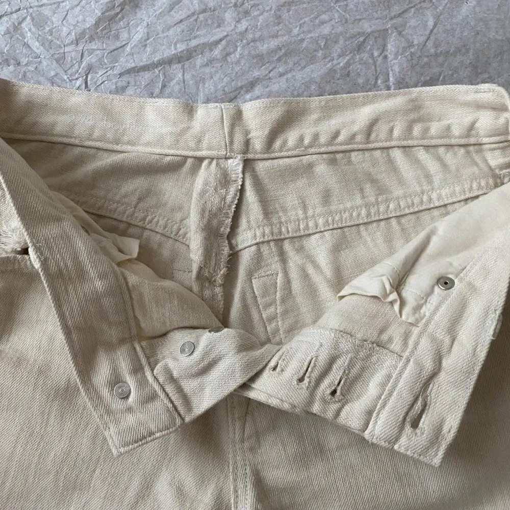 Ann Taylor Loft 27/4 Boyfriend White 100% Cotton Distressed Jeans